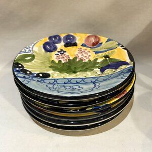 Set 6 Favanol Martinique Bread & Butter Plate 6" Hand Painted Made in Portugal